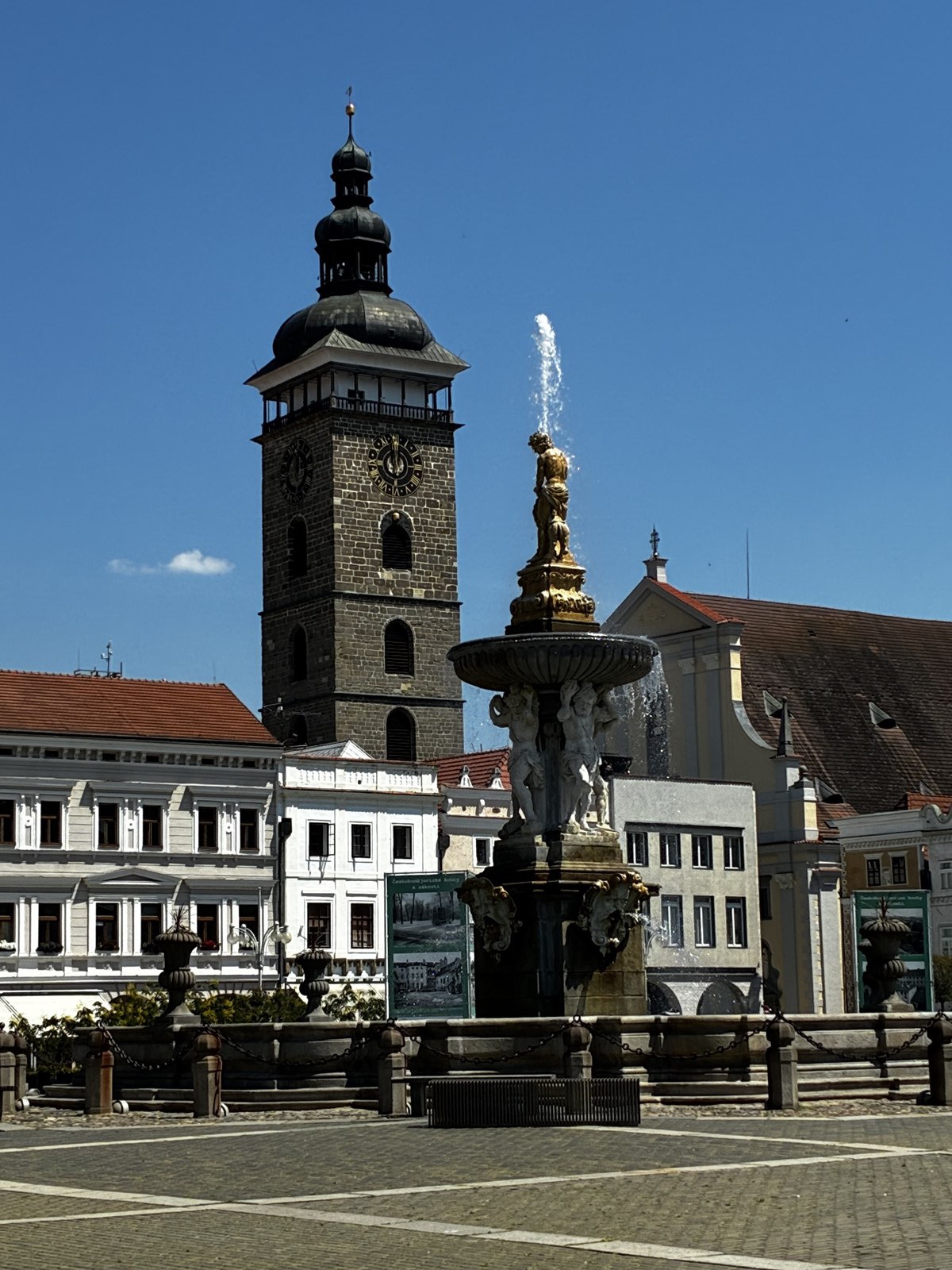 Samson Fountain and the Black Tower, České Budějovice